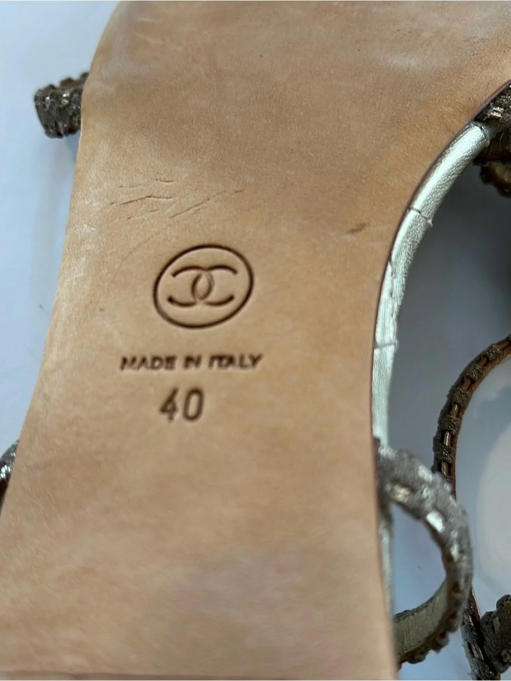 Chanel Gold Quilted CC Camelia Sandals‎